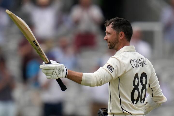 New Zealand batsman Devon Conway (200 runs off 347 balls) scripted history at the iconic Lord's stadium on Day 2 of the first England vs New Zealand Test match. Conway, who made his Test debut against England, now holds the record to score the most runs in a debut Test match in England. Photo Courtesy: PTI