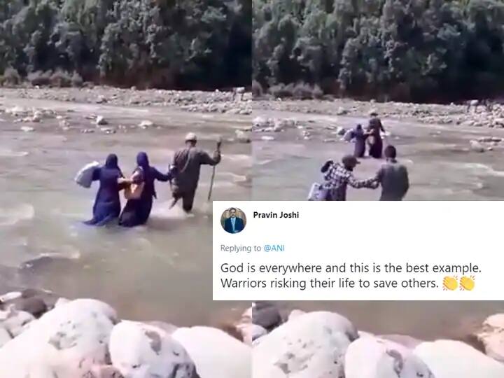 WATCH  Jammu kashmir Medics Wade Through River With Knee-Deep Water To Vaccinate Residents In Remote Area WATCH | J&K: दऱ्या- खोऱ्यांत, नदी ओलांडत कैक अडथळे पार करुन दूरगामी भागात असं सुरु आहे लसीकरण