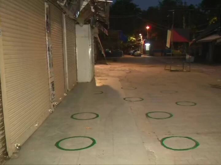 Circles have been made to ensure social distancing in markets head of reopening of shops from tomorrow. (Image: ANI)