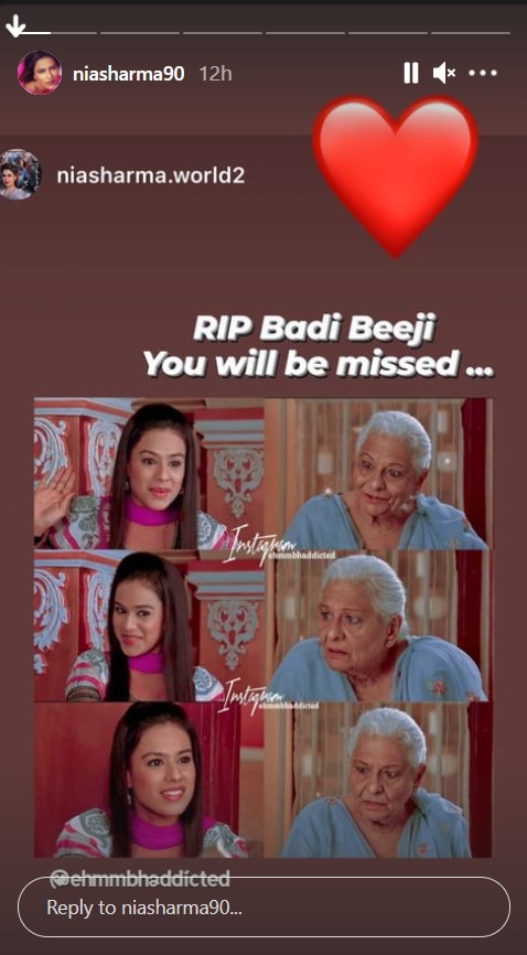 Nia Sharma Mourns The Death Of Her Ek Hazaaron Mein Meri Behna Hai Co-Star Tarla Joshi: ‘You’ll Always Be Our Badi Beeji’