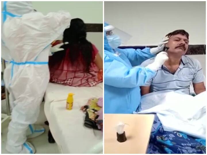 Odisha Health workers showing beard and hair cutting of corona infected ओडिशाः कोरोना संक्रमितों की दाढ़ी और बाल काटते दिखा स्वास्थ्य कर्मी, सोशल मीडिया पर वायरल हुआ वीडियो 