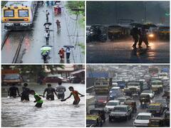 IN PICS | Torrential Rainfall Paralyses Mumbai; Streets, Rail Tracks Flooded As IMD Issues Red Alert