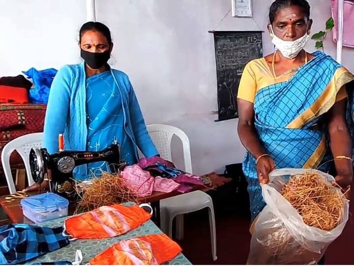 Mask from herbal root Women's group to prevent spread of corona virus கொடைக்கானல் : மூலிகை வேருடன் முகக்கவசம் : மகளிர் சுய உதவிக்குழுவினரின் அசத்தல் முயற்சி!