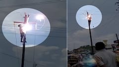 Arvalli : વીજ થાંભલામાં ફસાયેલા કબૂતરને બચાવવા જતા યુવકને લાગ્યો કરંટ, જુઓ LIVE વીડિયો