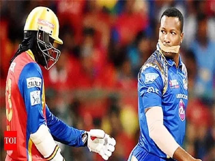 Ipl funniest moments Kieron Pollard played with tapes in mouth know in details Ipl funniest moments: மாஸ்க் அணிவது பழசு - வாயில் டேப் அணியும் பொல்லார்ட் ஸ்டைல் : ஐ.பி.எல் வேடிக்கைகள்!