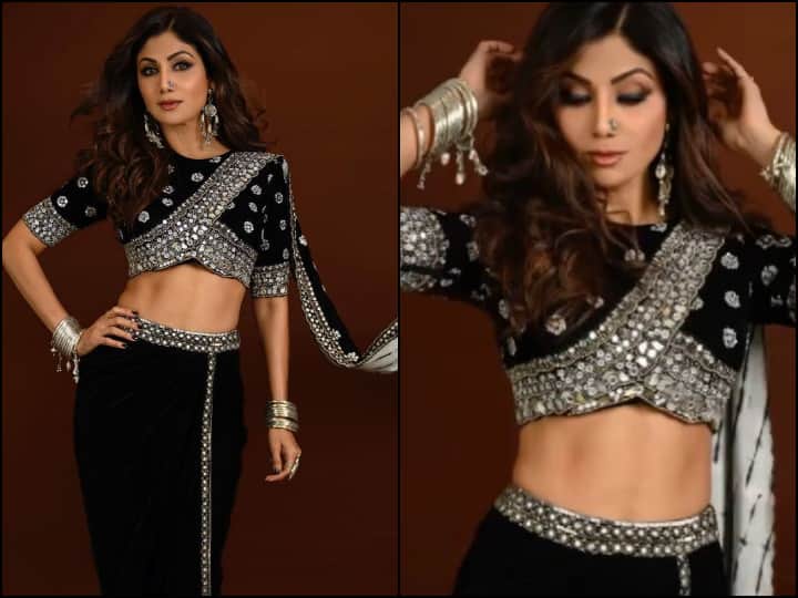Shilpa Shetty Looks Scintillating In Black Saree, Sets On Fire