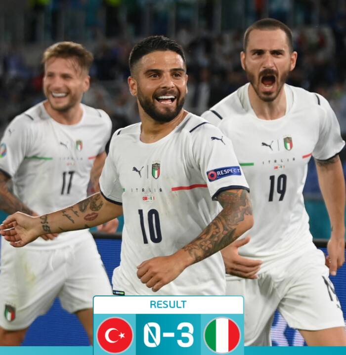 யூரோ கோப்பை கால்பந்து போட்டியில் துருக்கியை 3-0 என்ற கோல் கணக்கில் இத்தாலி வீழ்த்தியது