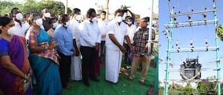 'சந்தன பொட்டு, கதம்பம், சம்மங்கி மாலை' டிரான்ஸ்பார்மருக்கு விபூதியடித்த அமைச்சர்.!