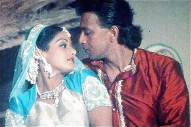 Sridevi: Mithun Chakraborty and Sridevi in the Hindi film Guru