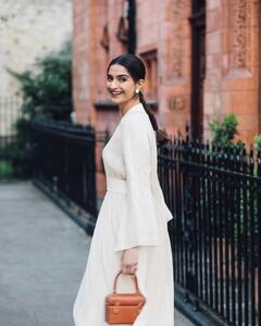 IN PICS | Sonam Kapoor Ditches Stereotypical Colours For Her Date Night With Anand Ahuja; Looks Surreal In Ivory Outfit