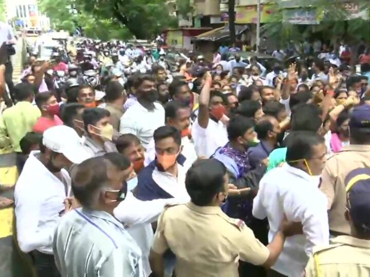 Ram Mandir Land Row Bharatiya Janata Yuva Morcha Workers Protest Outside Shiv Sena Bhavan; 40 Detained Ram Mandir Land Row: Clash Between BJP Youth Wing & Shiv Sena Workers Outside Sena Bhavan, 40 Detained