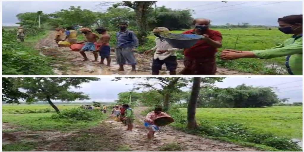 Birbhum Goyala Village Son in Laws helped villagers to construct road on Jamai Sasthi creates political tussle Jamai Sasthi on Birbhum: শ্বশুরবাড়ির 'পথ' সুগম করতে জামাইষষ্ঠীতে রাস্তা তৈরির স্বেচ্ছাশ্রমে হাত লাগালেন জামাইরা