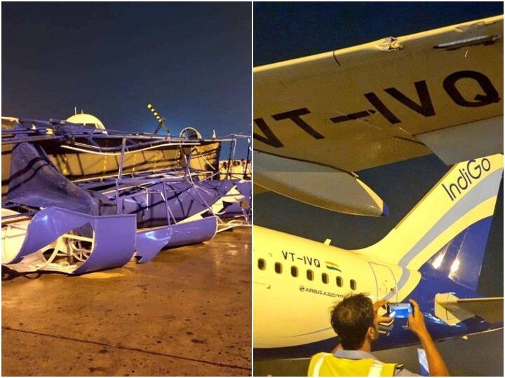 Five planes damaged at Ahmedabad airport due to sudden storm अहमदाबाद हवाई अड्डे पर तूफान से हुआ भारी नुकसान, इंडिगो सहित कई कंपनियों के विमान क्षतिग्रस्त