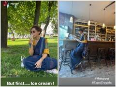 साड़ी पहनकर मोस्को में घूमने निकलीं Taapsee Pannu, एक्ट्रेस का ये अंदाज फैंस हुए उन पर फिदा, देखें तस्वीरें