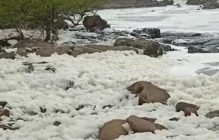 कोरोना काळ असल्याने निर्बंधांमुळे पर्यटक नाहीत. अन्यथा फेसाळ पाण्याचा अनोखा नजरा पाहण्यासाठी निश्चितच मोठी गर्दी उसळली असती.
