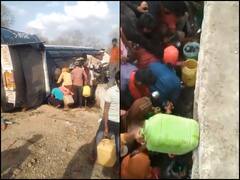 WATCH | Locals Loot Fuel In Bottles, Vehicles As Petrol Tanker Overturns In MP's Pohri
