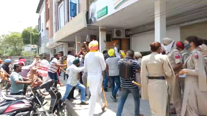 ਠੇਕਾ ਮੁਲਾਜ਼ਮਾਂ ਵਲੋਂ ਮਨਪ੍ਰੀਤ ਬਾਦਲਦੇ ਦਫ਼ਤਰ ਦਾ ਘਿਰਾਓ