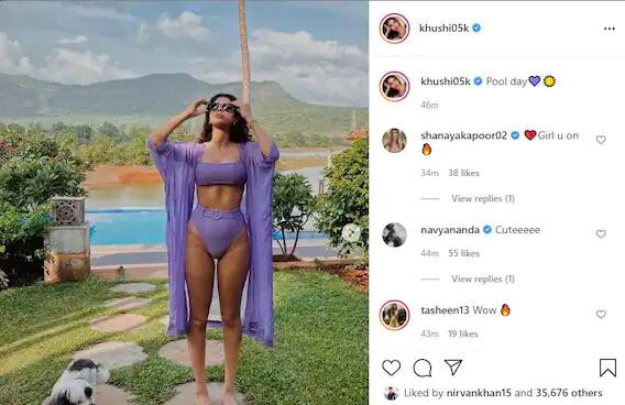 खुशीच्या फोटोवर लाईक्स आणि कमेंट्चा पाऊस पडत आहे. शनाया आणि खुशी कपूर खूप चांगल्या मैत्रिणी तसेच चुलत बहिणी आहेत. शनायाने देखील या फोटोवर कमेंट केली आहे.  (Photo Credit : instagram @khushi05k)