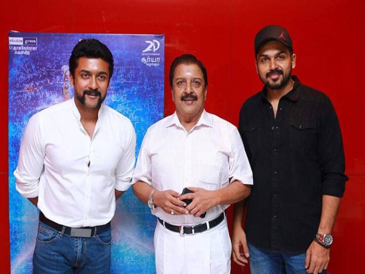 சூர்யா மற்றும் கார்த்தி தந்தை சிவகுமாருடன்