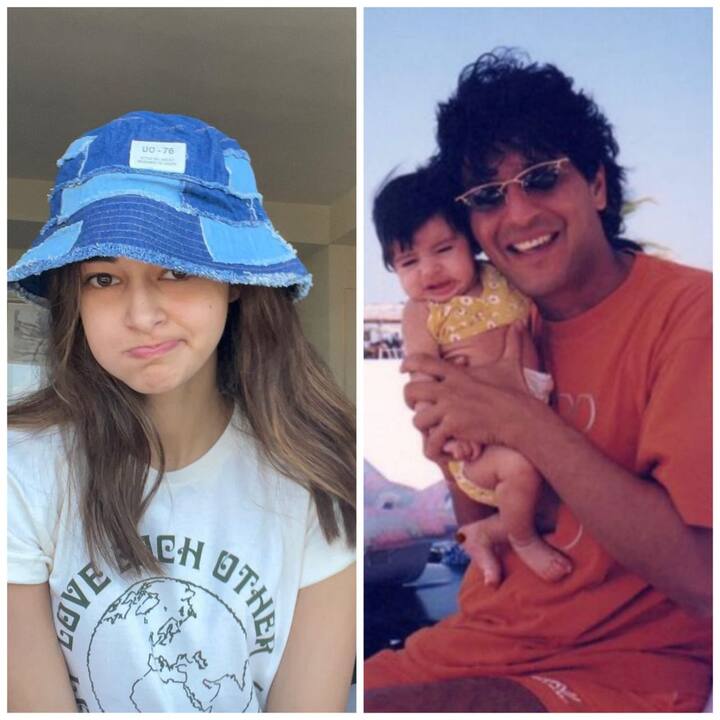 अनन्या पांडेय ने अपने पापा चंकी पांडेय के साथ थ्रोबैक तस्वीरें शेयर करते हुए लिखा,