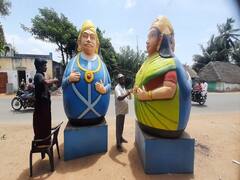 தஞ்சாவூர் : ”மாஸ்க் இல்லையா? உள்ள வராதே!” : கொரோனா விழிப்புணர்வு தரும் தலையாட்டி பொம்மைகள்..