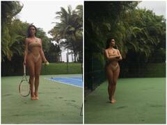 Photos: बिकिनी में टेनिस खेलती नजर आईं Kim Kardashian, तस्वीरों ने सोशल मीडिया पर लगाई आग