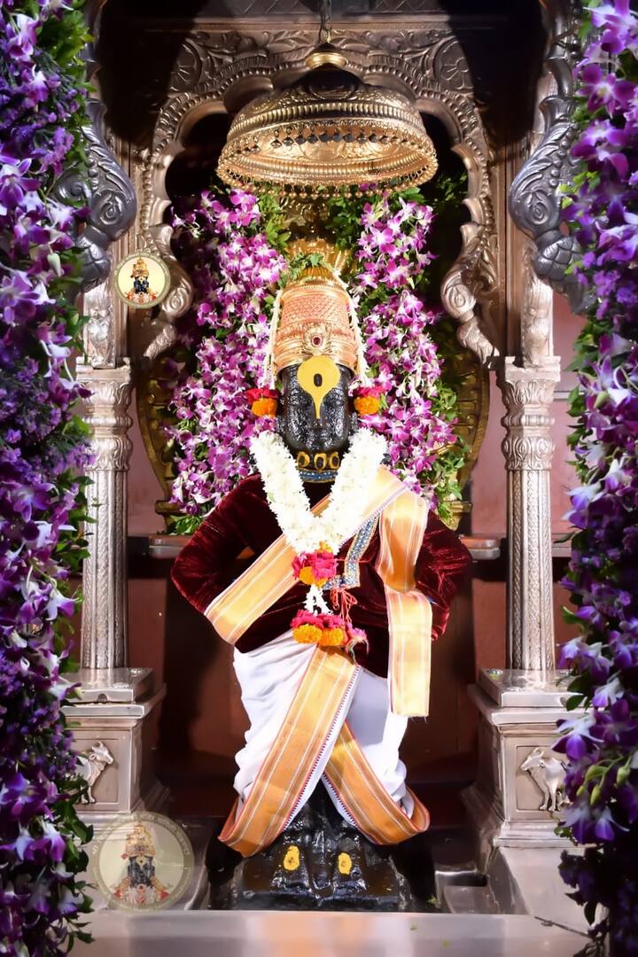 गुलाब, गुलछडी, झेंडू, ओरकेट, पिंक डीजे, कामिनी अशा विविध प्रकारच्या रंगीबेरंगी पाना-फुलांनी विठ्ठल मंदिराला आकर्षक सजावट करण्यात आली आहे. (Photo Credit : @PandharpurVR)