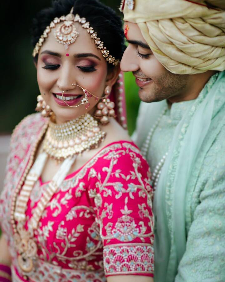 Akshay Kharodia, who plays the role of Dev in Star Plus' 'Pandya Store', shared a series of photos from the ceremony on social media. The couple was all smiles while striking a pose for the camera. (PIC Credit: Instagram)