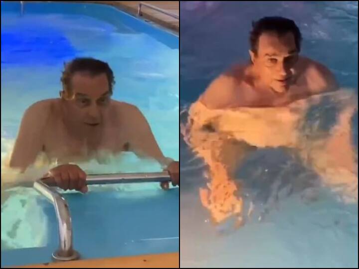 Dharmendra Doing Water Aerobics To Satyam Shivam Sundaram Shares Video On Twitter Watch | Dharmendra Doing Water Aerobics To Satyam Shivam Sundaram Is Everything Motivational