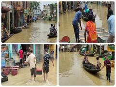 पश्चिम बंगाल में बाढ़ जैसी स्थिति, भारी बारिश के कारण ग्रामीण इलाकों में लोगों को लेना पड़ रहा है नाव का सहारा