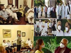 PHOTO : शरद पवारांच्या निवासस्थानी विरोधी पक्षांची बैठक; काँग्रेसची गैरहजेरी