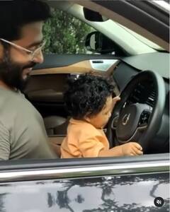 Yuvaan Drive Car Photos: বাবার কোলে বসে গাড়ি চালাচ্ছে সাড়ে ৯ মাসের রাজ-পুত্র ইউভান!
