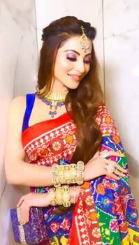 Urvashi Rautela Pics: मनोज कुमारच्या नातीच्या लग्नात उर्वशी रौतेला नेसली 58 लाखांची गुजराती पटोला साडी; पाहा फोटो