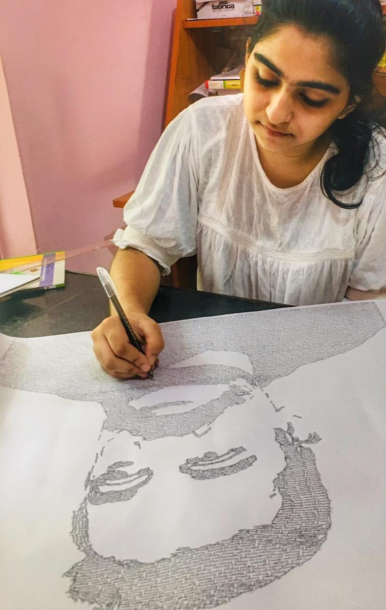 a girl from kerala won vajra world record by drawn kamal haasan's face and  kamal tweeted about this ''kamal haasan