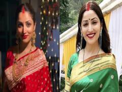 हरी बनारसी साड़ी और उस पर लाल चूड़ा...Yami Gautam को उनकी बहन सुरीली ने किया ऐसा तैयार खिल उठा यामी का रंग रूप
