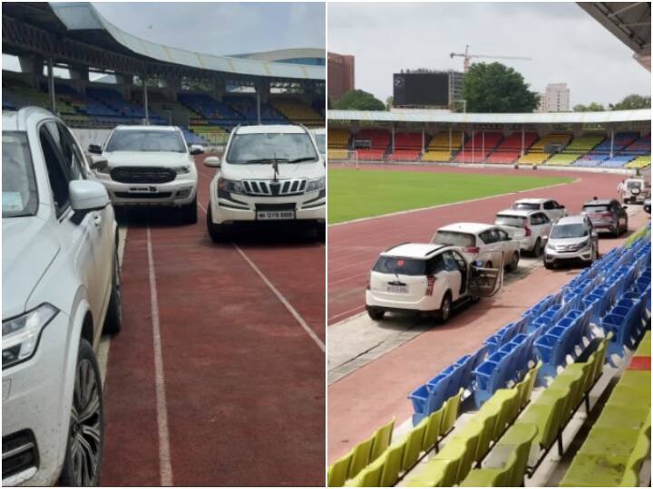 Sports Minister Kiren Rijiju Reacts To Pics Of Cars Being Parked On Athletes' Track At Sports Complex In Maharashtra Sports Minister Kiren Rijiju Reacts To Pics Of Cars Parked On Athletes' Track At Sports Complex In Maharashtra