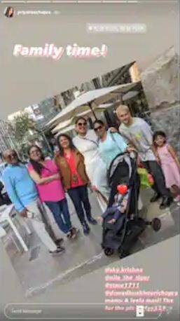 ਇਸ ਤੋਂ ਇਲਾਵਾ ਪ੍ਰਿਯੰਕਾ ਨੇ ਆਪਣੀ ਇੰਸਟਾ ਸਟੋਰੀ 'ਤੇ ਕੁਝ ਫੋਟੋਆਂ ਵੀ ਸ਼ੇਅਰ ਕੀਤੀਆਂ ਹਨ ਜਿਸ ਵਿਚ ਉਹ ਆਪਣੀ ਮਾਂ ਅਤੇ ਪਰਿਵਾਰ ਨਾਲ ਪੋਜ਼ ਦਿੰਦੀ ਦਿਖਾਈ ਦੇ ਰਹੀ ਹੈ।