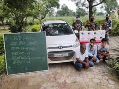 SSB ने इंडो-नेपाल बॉर्डर से तीन तस्करों को किया गिरफ्तार, कार और आठ ड्रोन कैमरे किए जब्त