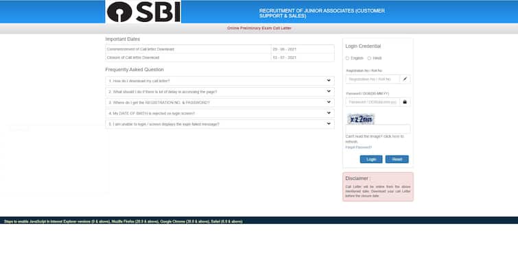 SBI Prelim Clerk Admit Card 2021 Out Date Schedule Direct ...