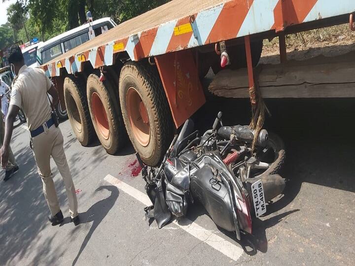 lorry accident brother sister death in ongc lorry accident in thiruvarur ஓ.என்.ஜி.சி லாரி மோதி விபத்து: தம்பியுடன் கல்லூரி மாணவி பரிதாபமாக பலி!