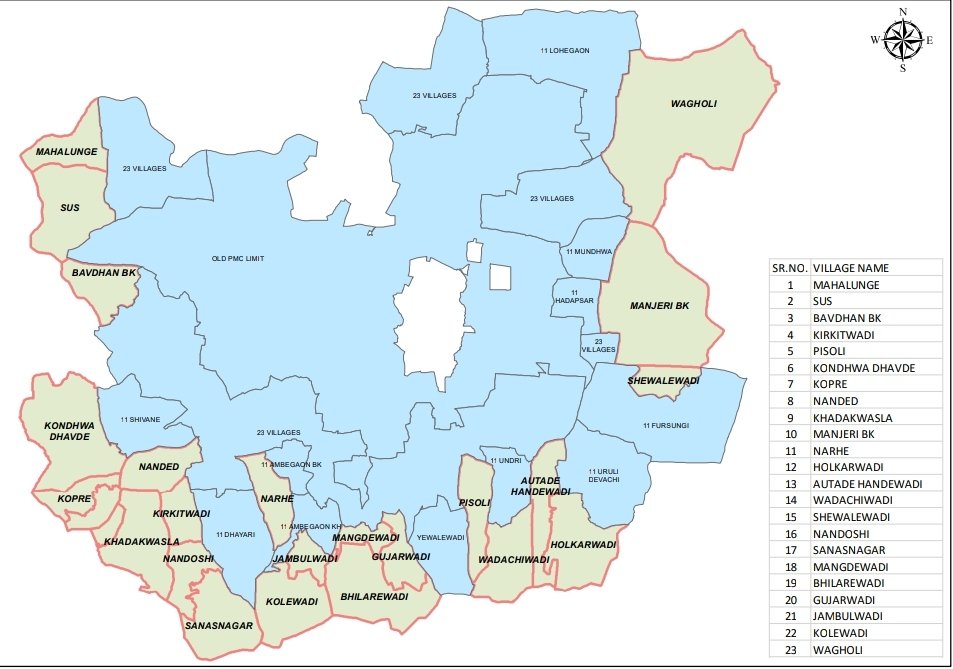 क्षेत्रफळाच्या दृष्टीने पुणे राज्यातील सर्वात मोठी महापालिका, पाहा 23 गावांच्या समावेशानंतरचा नकाशा