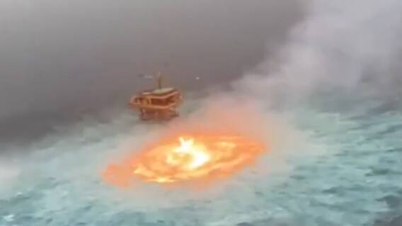 Visuals of fire in Gulf of Mexico takes social media by storm