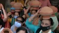 Ground Visuals | BJP protests against AAP govt over water crisis in Delhi