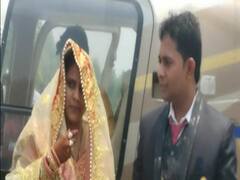 उड़न खटोले से आई प्रधान बनी नई नवेली दुल्हन, गांव वालों ने फूल बरसा कर किया स्वागत