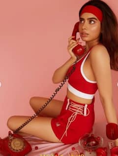 IN PICS: Sridevi’s Younger Daughter Khushi Kapoor Looks Fiery & Vivacious In Red Sports Bra & Matching Shorts