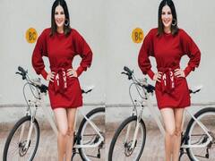 सफेद साइकिल और लाल ड्रेस….पेट्रोल के रेट 100 रुपये लीटर होने पर Sunny Leone ने दी साइकिल चलाने की सलाह, बोलीं - अपनी सेहत का ध्यान रखें