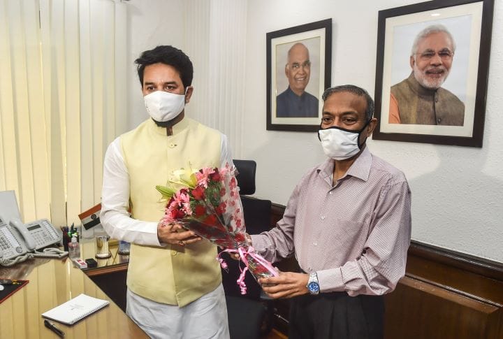 Anurag Thakur takes charge as Minister of Information and Broadcasting and Sports Ministry. 