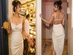 बदन पर सफ़ेद ड्रेस, हाथ में सोने का कंगन और पैरों में हाई हील्स, Priyanka Chopra ने कुछ इस तरह लूट ली महफ़िल
