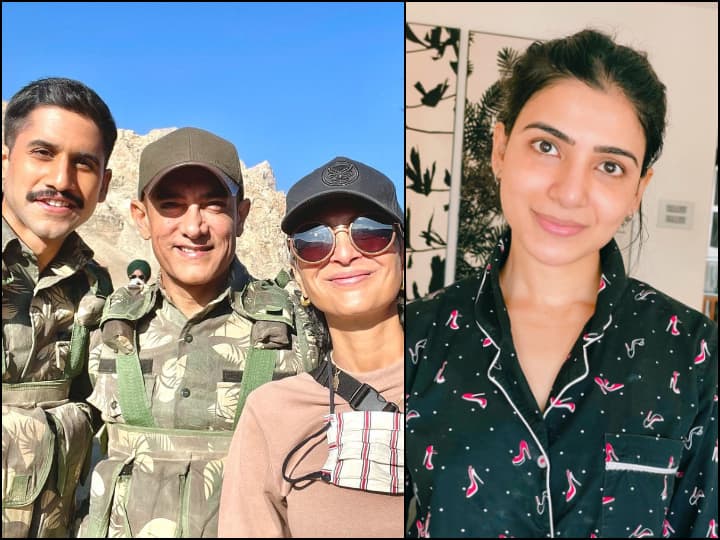 Aamir Khan-Kiran Rao Pose For Happy Pic With Naga Chaitanya From Sets Of ‘Laal Singh Chaddha’; Samantha Reacts Aamir Khan Kiran Rao Pose For Happy PIC With Naga Chaitanya From Sets Of Laal Singh Chaddha Samantha Akkineni Reacts Aamir Khan-Kiran Rao Pose For Happy Pic With Naga Chaitanya From Sets Of ‘Laal Singh Chaddha’; Samantha Reacts
