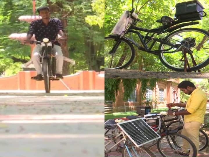 तमिलनाडु में मदुरै कॉलेज के छात्र धनुष कुमार ने सौर ऊर्जा से चलने वाली इलेक्ट्रिक साइकिल डिजाइन की है. सोलर पैनल की मदद से साइकिल लगातार 50 किमी तक चल सकती है. धनुष कुमार की इस उपलब्धि से क्षेत्र के लोग काफी खुश हैं. अब हर कोई धनुष से इस बारे में बात करना चाहता है. स्थानीय लोगों के बीच वह चर्चा का विषय बना हुआ है.